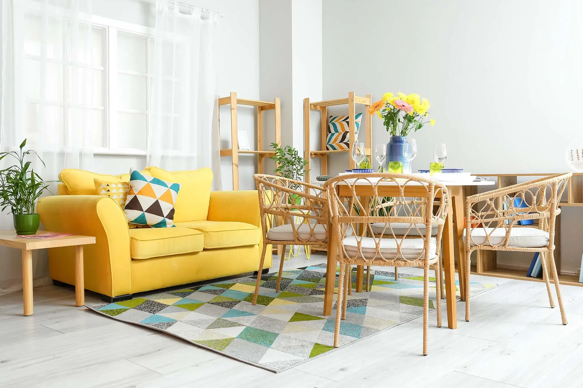 area rug in dining room